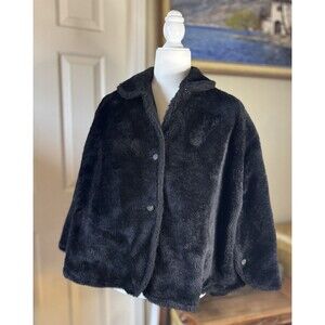 Mid Century Modern Capelet Woman’s Reversible Capelet One Size Faux Fur Black
